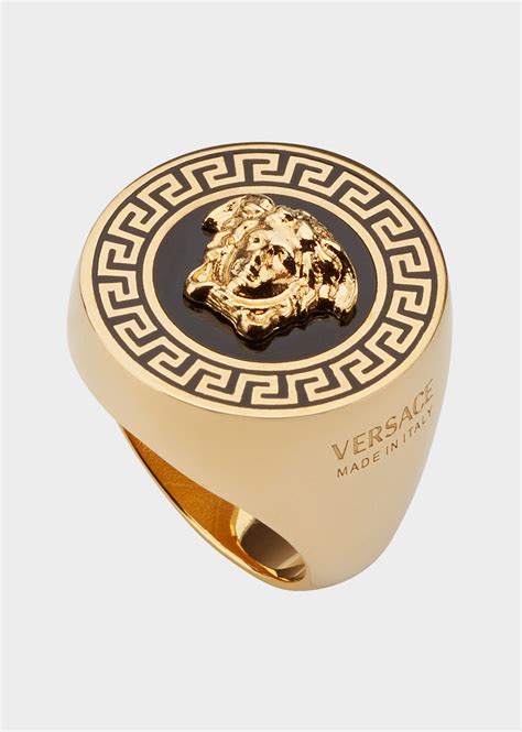 versace greek line enamel ring|gold label versace ring.